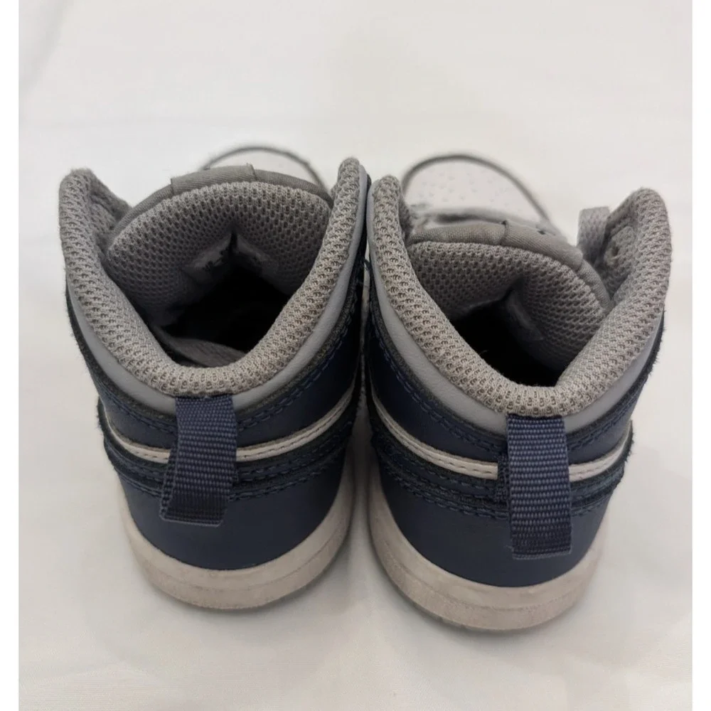 Nike Air Jordan 1 Mid (TD) - White/Midnight Navy/Wolf Grey - Size 6c - Used